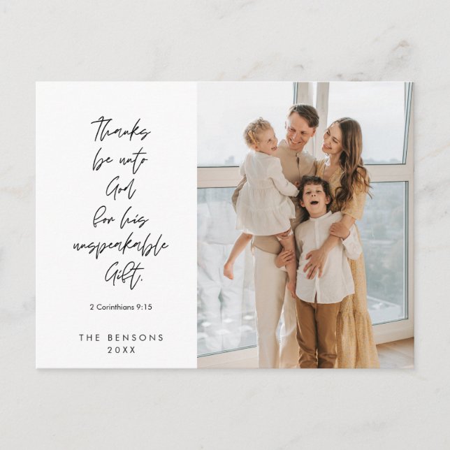 Postal Navideño Religioso, Feliz Navidad, Foto de Familia (Anverso)