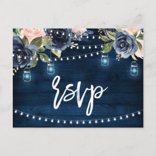 Postal Navy Blue Rubor Floral Rustic String Light RSVP
