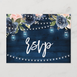 Postal Navy Blue Rubor Floral Rustic String Light RSVP