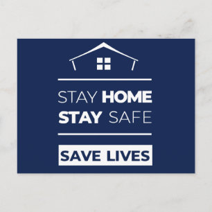 Postal Navy Blue Stay Home Manténgase a salvo salve vidas