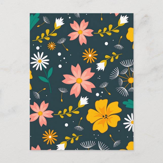 Postal Navy Floral Garden Whimsical Spring Pattern (Anverso)