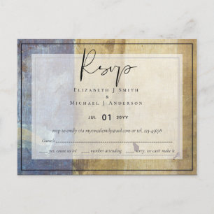 Postal Navy Urbana Blue Modern Budget Wedding RSVP