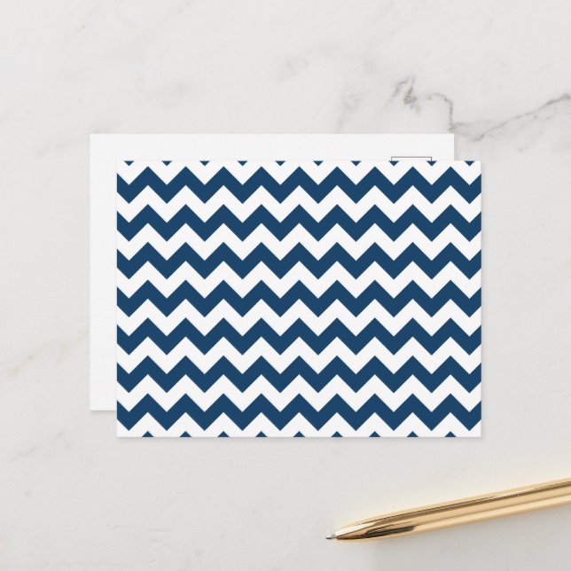 Postal Navy Zigzag, Navy Chevron, patrón geométrico (Anverso/Reverso In Situ)