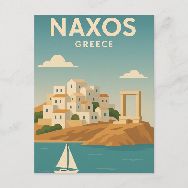 Postal Naxos Grecia Vibrante minimalista (Anverso)