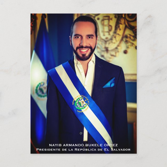Postal Nayib Bukele, presidente de El Salvador (Anverso)