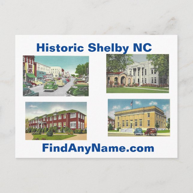 Postal NC histórica de Shelby (Anverso)