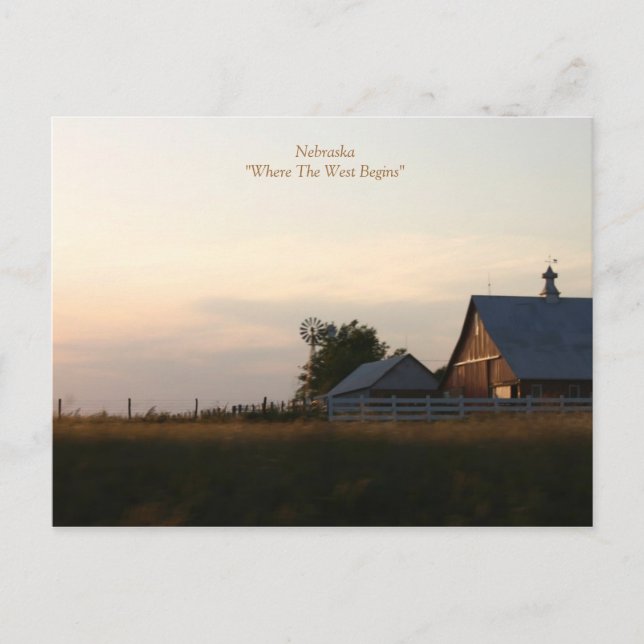 Postal Nebraska "Donde empieza Occidente" (Anverso)