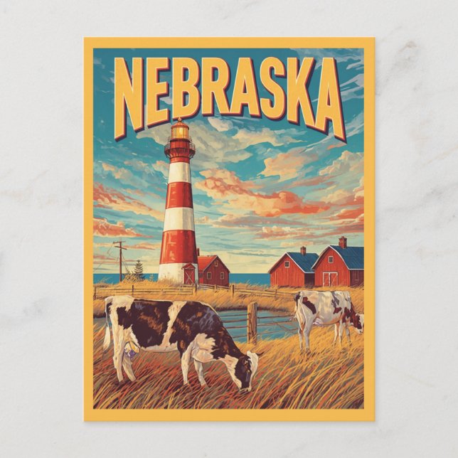 Postal Nebraska Farm Vintage Travel (Anverso)