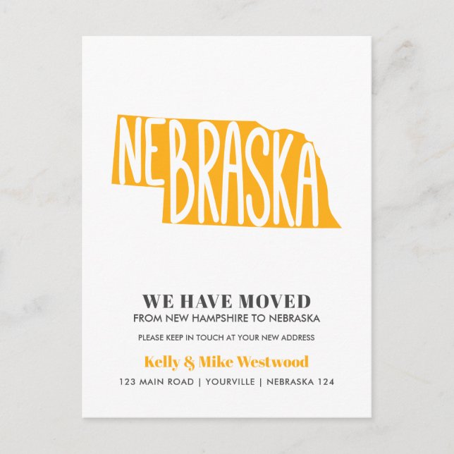 Postal NEBRASKA Hemos movido la nueva dirección Nueva cas (Anverso)
