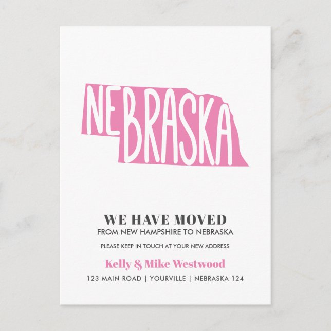 Postal NEBRASKA Nos hemos mudado Nueva dirección Nuevo Ho (Anverso)