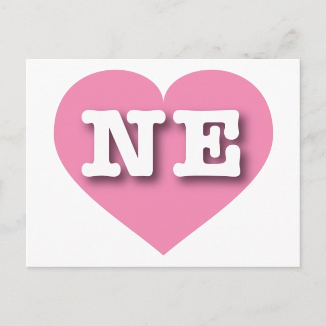 Postal Nebraska Pink Heart - Amo NE (Anverso)
