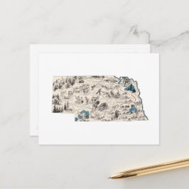 Postal Nebraska Vintage Picture Map Nebraskan