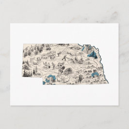 Postal Nebraska Vintage Picture Map Nebraskan
