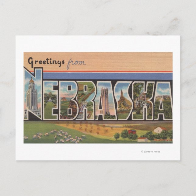 Postal NebraskaEscenas de letras grandesNebraska (Anverso)