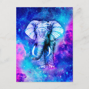 Postal Nebulosa Espacio Elefante Hipster