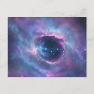 Postal Nebulosa Etérea Acuarela En Rosa Púrpura