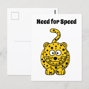 Postal Necesidad de velocidad, divertido diseño de gatos 
