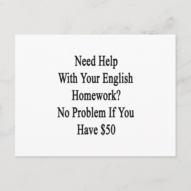 Postal Necesita Ayuda Con Su Homework En Inglés No Hay Pr (Anverso)