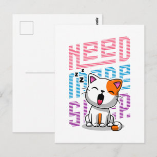 Postal Necesita más sueño Divertida expresión de bostez