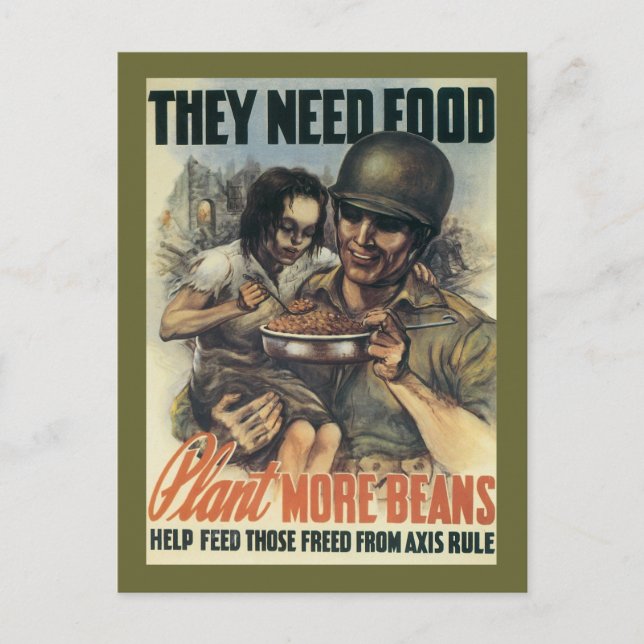 Postal Necesitan comida ~ Plantar más frijoles (Anverso)