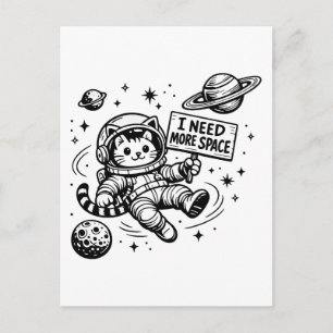 Postal Necesito Más Espacio Gato Astronauta Divertido