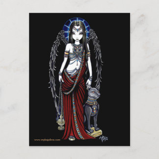 Postal Nefertari Egyptian Bastet Goddess Angel Postcard