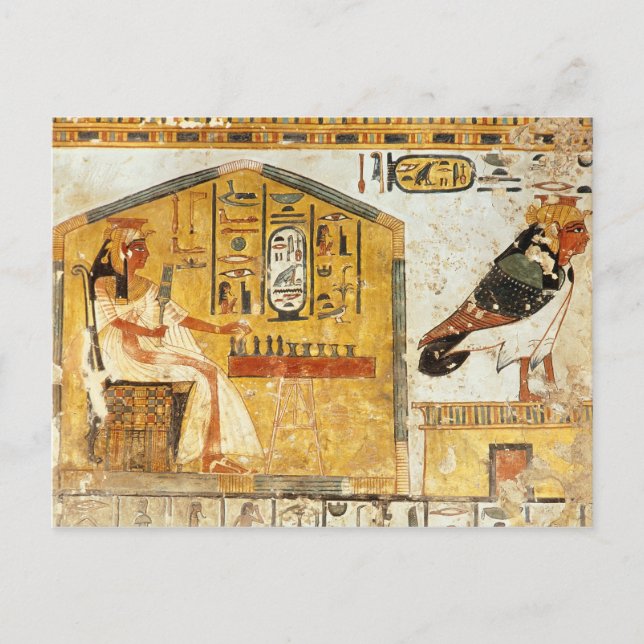 Postal Nefertari que juega el senet (Anverso)
