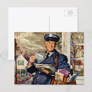 Postal Negocio Antiguo, Cartero Entregando Cartas de Corr