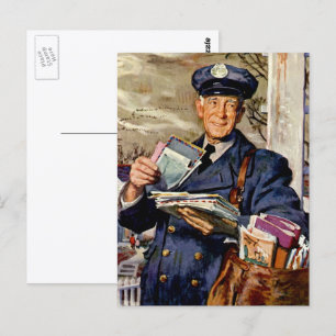 Postal Negocio Antiguo, Cartero Entregando Cartas De Corr