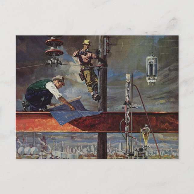 Postal Negocio, arquitectos y construcción de época (Anverso)