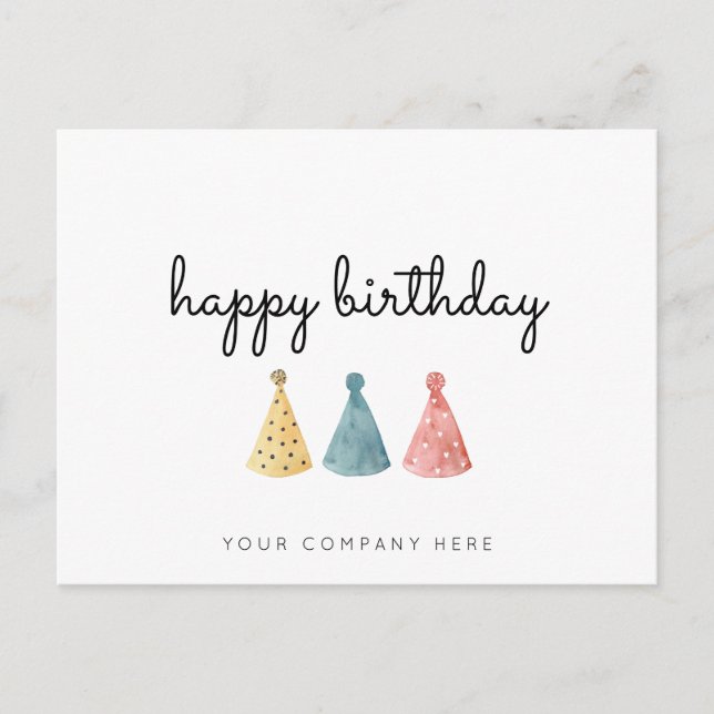 Postal Negocio Colorido Acuarela Feliz Cumpleaños  (Anverso)