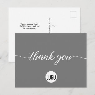 Postal Negocio de Agradecimiento al Cliente Gris logo per