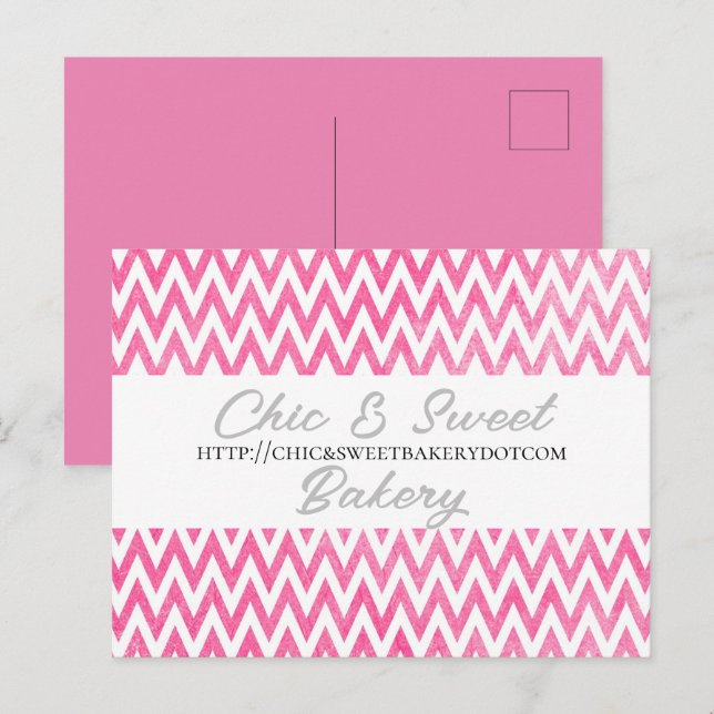 Postal Negocio de Chevron Blanco Rosa (Anverso / Reverso)