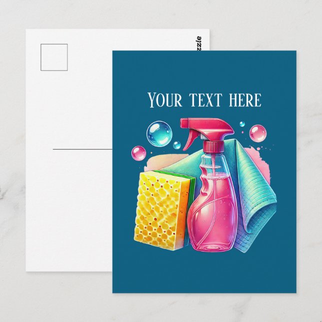 Postal Negocio de limpieza lindo personalizable (Anverso / Reverso)