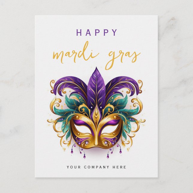 Postal Negocio de Máscara de Carnaval Personalizado (Anverso)
