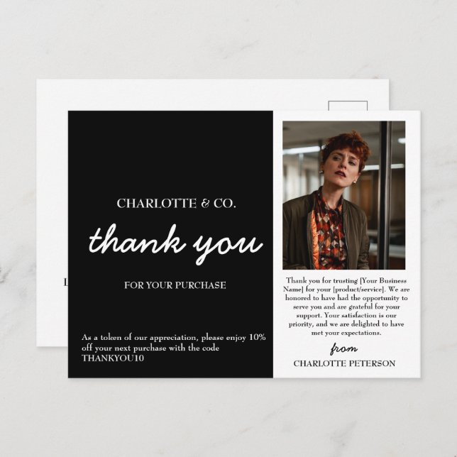 Postal Negocio Pequeño de Fotos Personalizadas Gracias (Anverso / Reverso)