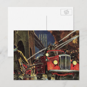 Postal Negocio Vintage, Bomberos Camiones de Bomberos