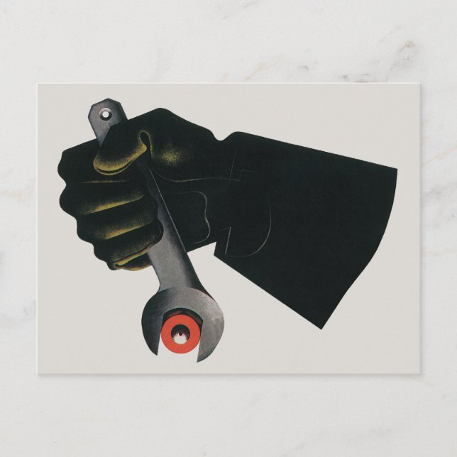 Postal Negocio vintage, mecanógrafo de fábrica (Anverso)