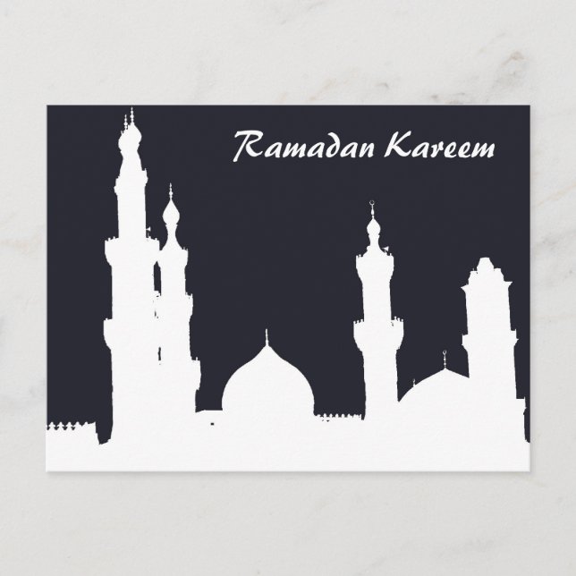 Postal negra de la mezquita de Ramadán (Anverso)
