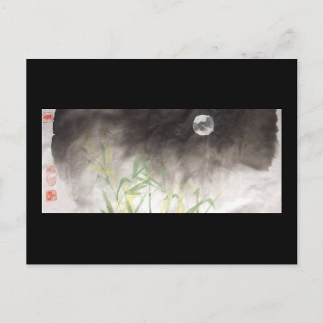 Postal negra de Moon Over Grass (Anverso)