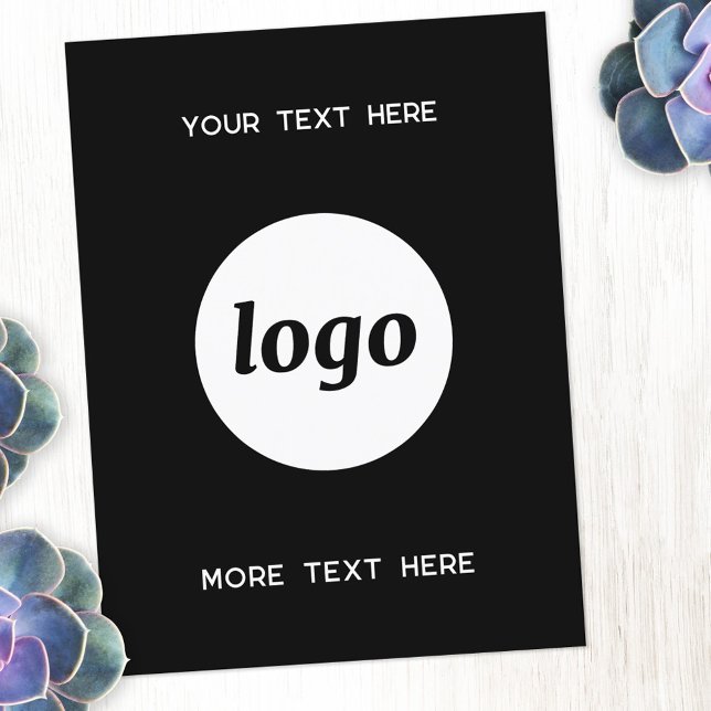 Postal Negra de promoción de logotipos (Logo with custom text business promotional postcard)