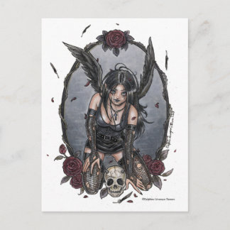 Postal negra del ángel de la miseria