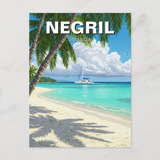 Postal Negril Jamaica Beach Travel (Anverso)