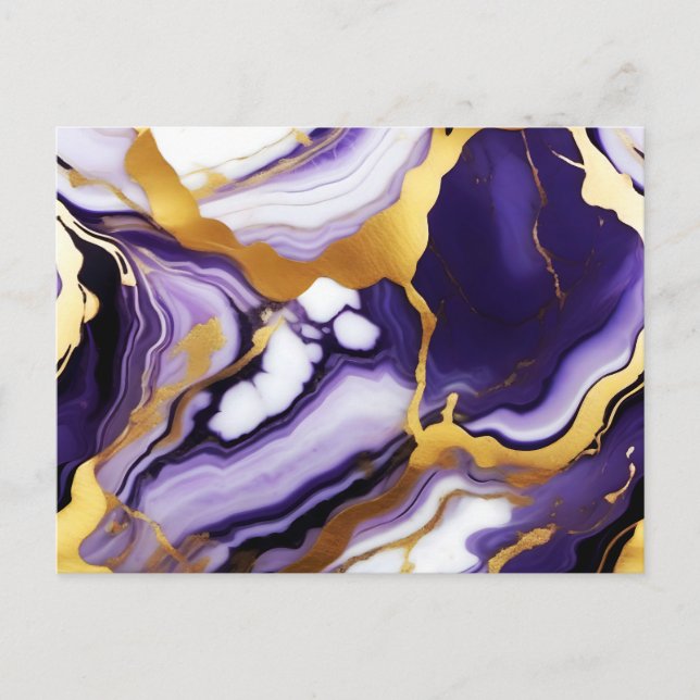 Postal Negrita Moda de oro morado de moda (Anverso)