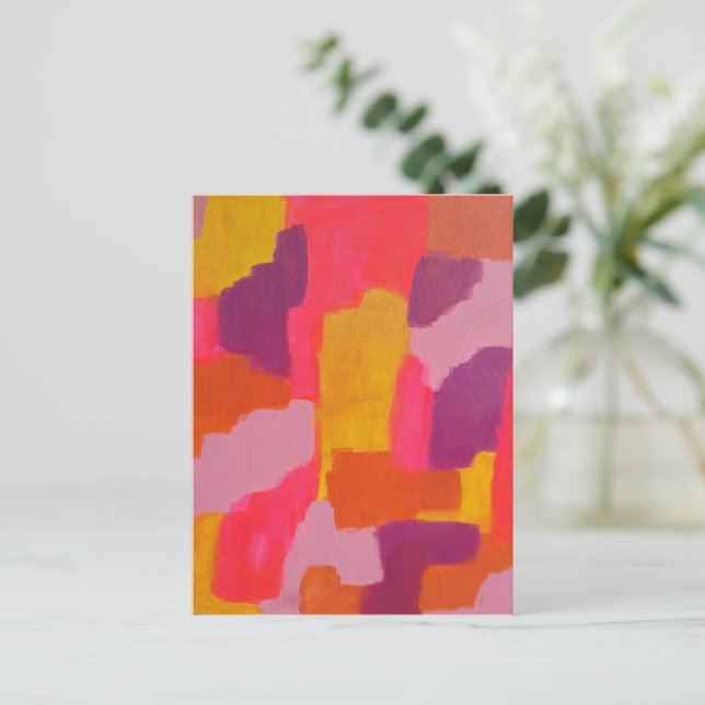 Postal Negrita rosa y amarilla Resumen (Anverso de pie)