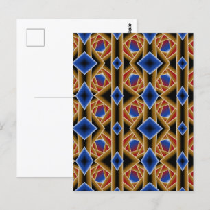 Postal Negro Azul Rojo Dorado Arte Abstracto Ombre Abismo