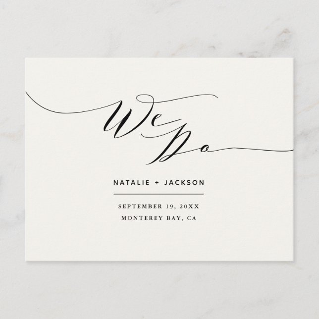 Postal Negro + blanco hacemos una boda elegante (Anverso)