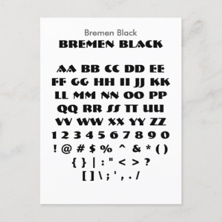 Postal Negro Bremen - Hoja de ejemplo de tipo de letra Za