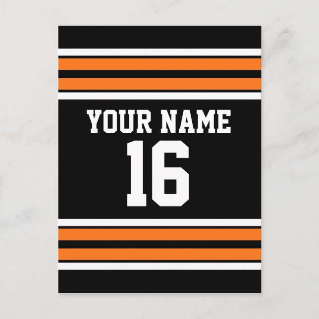 Postal Negro con Naranja White Stripes Team Jersey (Anverso)