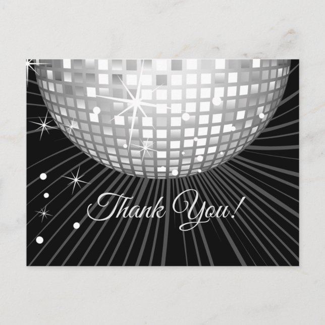 POSTAL NEGRO, DISCO FIESTA, BAILE, CUMPLEAÑOS GRACIAS TAR (Anverso)